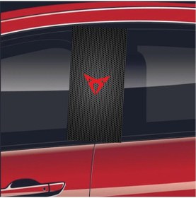 Resim Araç Kapı Direği Kaplama Folyosu Uv Baskılı 2'li Set 50x24 Cupra 