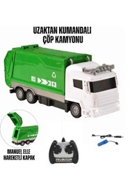 Resim Uzaktan Kumandalı Şarjlı Çöp Kamyonu Arabası Full Fonksiyon Şarjlı 1:16 Işıklı Çöp Kamyonu 2.4 Ghz 