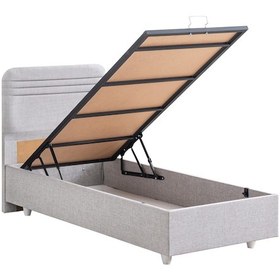 Resim Mila İkili Set, Mila Tek Kişilik Baza Başlık Seti - Açık Gri 90x200 