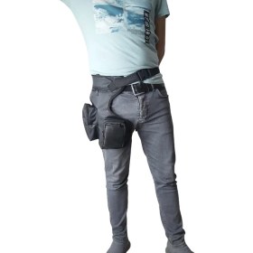 Resim Balp Siyah Renk Su Gecirmez Ayarlanabilir Çok Gözlü Bel Bacak Motorcu Çantası 