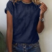 Resim Kadınlar için yazlık rahat yuvarlak yaka kısa kollu katlanabilir üst, düz renkli moda gömlek, normal uzunluk, bahar/yaz/sonbahar için çok yönlü, rahat giyim|Minimalist tarz|Elastik bel 
