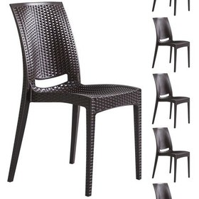 Resim 6 Adet Rattan Kahve Sandalye / Balkon-bahçe-teras Kahverengi 