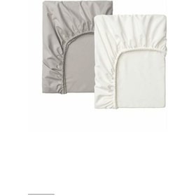 Resim Lenast Lastikli Bebek Çarşafı Beyaz Ve Gri Renk 60x120 Cm 