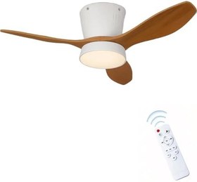 Resim Tavan Vantilatörü LED Avize Armatür 45W 54CM 3 Kanatlı Sessiz DC Motor Uzaktan Kumandalı 3 Kademeli Fan Zamanlayıcı Gece Lambası Modu Akıllı LED Aydınlatma (Beyaz Ceviz) 