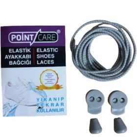 Resim Point Care Açık Gri Akıllı Kilitli Elastik Ayakkabı Bağcık 100 Cm 