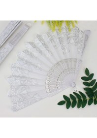 Resim Plastik Kumaş Yelpaze 12'li Beyaz Çok Renkli 