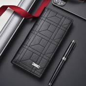 Resim Erkek Modası Sıfır Cüzdan - Büyük Kapasiteli Çoklu Kart Tutucu, Benzersiz Geometrik Desen, Siyah Suni Deri, İş ve Günlük Kullanım için Mükemmel, İş Cüzdanı | Geometrik Desen Cüzdanı | Dayanıklı Cüzdan, Cüzdan 