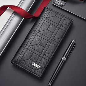 Resim Erkek Modası Sıfır Cüzdan - Büyük Kapasiteli Çoklu Kart Tutucu, Benzersiz Geometrik Desen, Siyah Suni Deri, İş ve Günlük Kullanım için Mükemmel, İş Cüzdanı | Geometrik Desen Cüzdanı | Dayanıklı Cüzdan, Cüzdan 