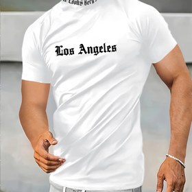 Resim Gençler için Rahat ve Şık 'Cos Angeles' Harf Baskılı T-Shirt BT8305 