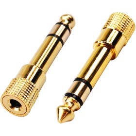 Resim OEM Hadron 1264 Çivi Jak Stereo Dişi Çevirici Anfi Girişi Altın - 6.5 Mm Erkek To 3.5 Mm Dişi 