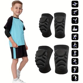 Resim Çocuklar için Bal Peteği Sıkıştırma Diz ve Dirsek Pedleri - Basketbol, Futbol, Bisiklet için Anti-Slip Tasarım ile Nefes Alabilen Spor Kollari, 27.22KG'a kadar Destek, Siyah, Genç Spor Sıkıştırma Kollari | Genç Spor Ekipmanlari | Kumaş Malzeme, Diz Destek Pedleri 
