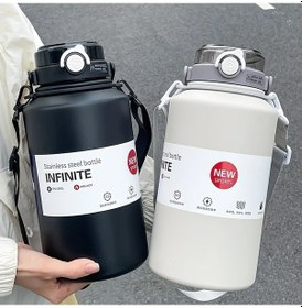 Resim Oldfriend Siyah 67.63oz Paslanmaz Çelik Termos Matara Taşınabilir Spor Seyahat Bardağı 