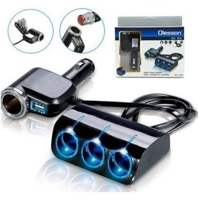 Resim Ayt Olesson 1528 12-24v 3lü Usbli 120w 80 Cm Kablolu Araç Oto Tır Çakmak Çoklayıcı Çakmaklık Çoğaltıcı 