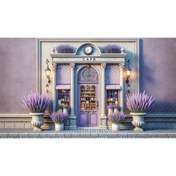 Resim Venspor Lavanta Temalı Nostaljik Kafe Arkaplan, 200x150cm, Fon, Duvar Örtüsü 
