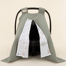 Resim Puset Örtüsü - Çift Taraflı - Haki Muslin - Yeşil Gökkuşağı 