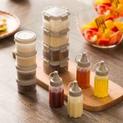 Resim 6 Parça Baharat Saklama Seti, Mini Plastik Kaplar, Boya Kapları ve Kapaklı Mini Sos Şişeleri 