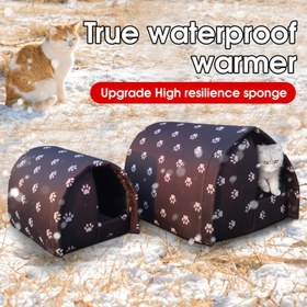 Resim Modern Oxford Kumaş Kedi Evi ve Kondu, Su Geçirmez Dış Mekan Kedi Barınağı, Şarj Gerekmez, Kolay Montaj, Yüksek Esneklikli Sünger ile Tüm Mevsimler için 