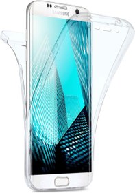 Resim Samsung Galaxy S6 Edge Uyumlu Ön Arka 360 Tam Koruma Şeffaf Soft Silikon Kılıf 