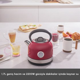Resim Karaca Retro Su Isıtıcısı Kettle 2202 Kırmızı 2200W 