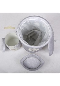 Resim Shems Gri 3Lü Kadife Banyo Kirli Çamaşır Sepeti Seti Gri 