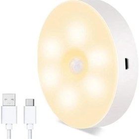 Resim Kendi Markanız® Hareket Sensörlü USB Şarjlı Spot Lamba Mıknatıslı ve Yapışkanlı Gün Işığı Renk LED 