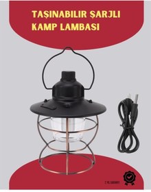 Resim Bfs Usb Şarjlı Retro Led Kamp Feneri 4 Işık Modu, Su Geçirmez, Taşınabilir Çok Renkli 
