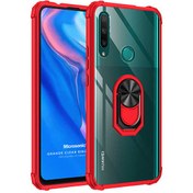 Resim Huawei Honor 9x Kılıf Grande Clear Ring Holder Kırmızı Microsonic