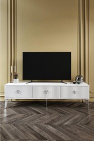 Resim mapahomeliving 180 Cm Zeugma Mdf Mebran Kapak Beyaz Gümüş 