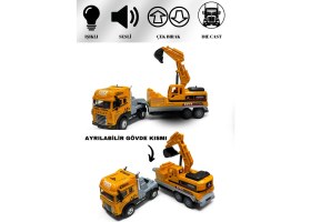 Resim KoseToys Kepçe Iş Makinası 1:24 Işıklı Müzikli Çek Bırak 30 cm Die Cast 
