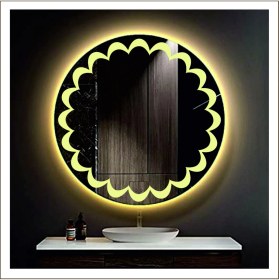 Resim Dnr-MirrorDnr-Mirror 70 cm Günışığı Ledli Tasarım Kumlamalı Banyo Aynası Makyaj Aynası Işıklı Ayna 