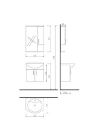 Resim Denko Akyazı 55 Cm Mdf Beyaz Banyo Dolabı Takımı Beyaz 