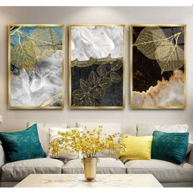 Resim Mermer Desenler Triple Miyrem-cam Tablo 