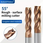Resim OCTOBERTOOLS 55° Tungsten Çelik Pürüzlendirme Uçlu Freze Kesici - Merkez Kesim Olmayan, Dayanıklı Sertleştirilmiş Alaşım, Hassas Metal İşleme ve Ahşap İşleme için Bakır Kaplama, Ahşap İşleme Ekipmanı | Çift Spiral Tasarım | Bakır Kaplamalı Yüzey, Ahşap İşleme Aletleri 