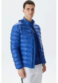 Resim Lacoste Synthetic Fill Jacket Gizlenebilir Kapişonlu Şişme Erkek Mont Mavi Lacivert 