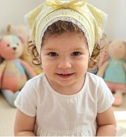Resim Mufincollection Çocuk Brode Kumaş Üçgen Bandana - Dantelli Bağlamalı Bebek & Çocuk Fuları 