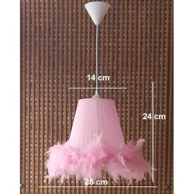 Resim Onay Pembe Kumaş Organze Sarma M-315 Yatak Odası Çocuk Odası Genç ve Bebek Odası Avize Aydınlatma Sarkıt 