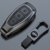 Resim For Ford St Line Fiesta Focus Mondeo Ecosport Kuga Puma Edge Escape için Çinko Alaşımlı Araba Anahtar Fob Tutucu - Metal Deri Anahtar Kılıfı ile Güvenli Yuva, Şık Siyah ve Gri Tasarım, Anahtar Tutucu|Şık Anahtar Tutucu|Dayanıklı Anahtar Tutucu 