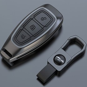 Resim For Ford St Line Fiesta Focus Mondeo Ecosport Kuga Puma Edge Escape için Çinko Alaşımlı Araba Anahtar Fob Tutucu - Metal Deri Anahtar Kılıfı ile Güvenli Yuva, Şık Siyah ve Gri Tasarım, Anahtar Tutucu|Şık Anahtar Tutucu|Dayanıklı Anahtar Tutucu 