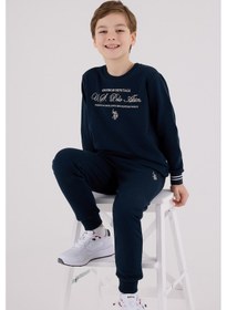 Resim U.S. Polo Assn. Lisanslı Erkek Çocuk Alt Üst 2 Parça Eşofman Takımı Us2225 Lacivert 