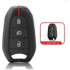 Resim Anahtar Kabı Kılıfı Siyah-kırmızı Çizgili Peugeot 308 Uyumludur 