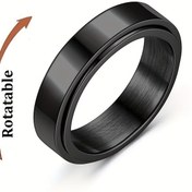 Resim Minimalist Anxiety Ring, Stresinizi Salamak İçin Paslanmaz Çelik Döner Tasarım, Gümüş veya Siyah Çağrı Yapın, Kadınlar İçin Uygun 