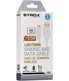 Resim Syrox Lightning Data Şarj Kablosu 2A 1M C85 - Beyaz 