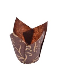 Resim Muffin Cupcake Mini Kek Kalıbı Kapsülü Yaldız Desen Kahve Tulip 