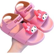 Resim Pembe Melody Kız Çocuk Sandaleti - Yazlık Yeni Tasarım 20 Cm Plaj Ayakkabısı Pembe 