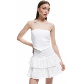 Resim Koton Brodeli Kat Detaylı Gipeli Mini Etek Beyaz 5sal70016ıw Beyaz 