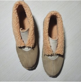 Resim KAPAR Hakiki Deri Kürklü Panduf Evde İç ve Dış Mekanlarda Kullanılacak Kışlık Bot 