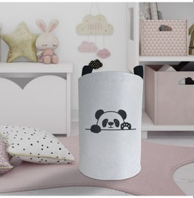 Resim Mekta Home Bebek Ve Çocuk Odası El Sallayan Sevimli Panda Desenli Oyuncak Sepeti Renkli Çok Renkli 