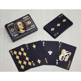 Resim Altın Dolar Tasarımlı Siyah İskambil Oyun Kartı 