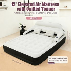 Resim 2 Kişilik Şişme Yatak Koltuk | Başlıklı ve Yumuşak Yastıklı Şişme Yatak, Kamp ve Seyahat için İdeal, PVC Malzeme, Hava Pompası Dahil Değildir 