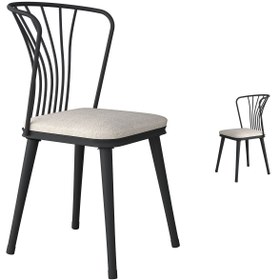 Resim Rani Mobilya Rani Jb104 Metal Sandalye 2'li Mutfak Yemek Masası Sandalyesi Krem 